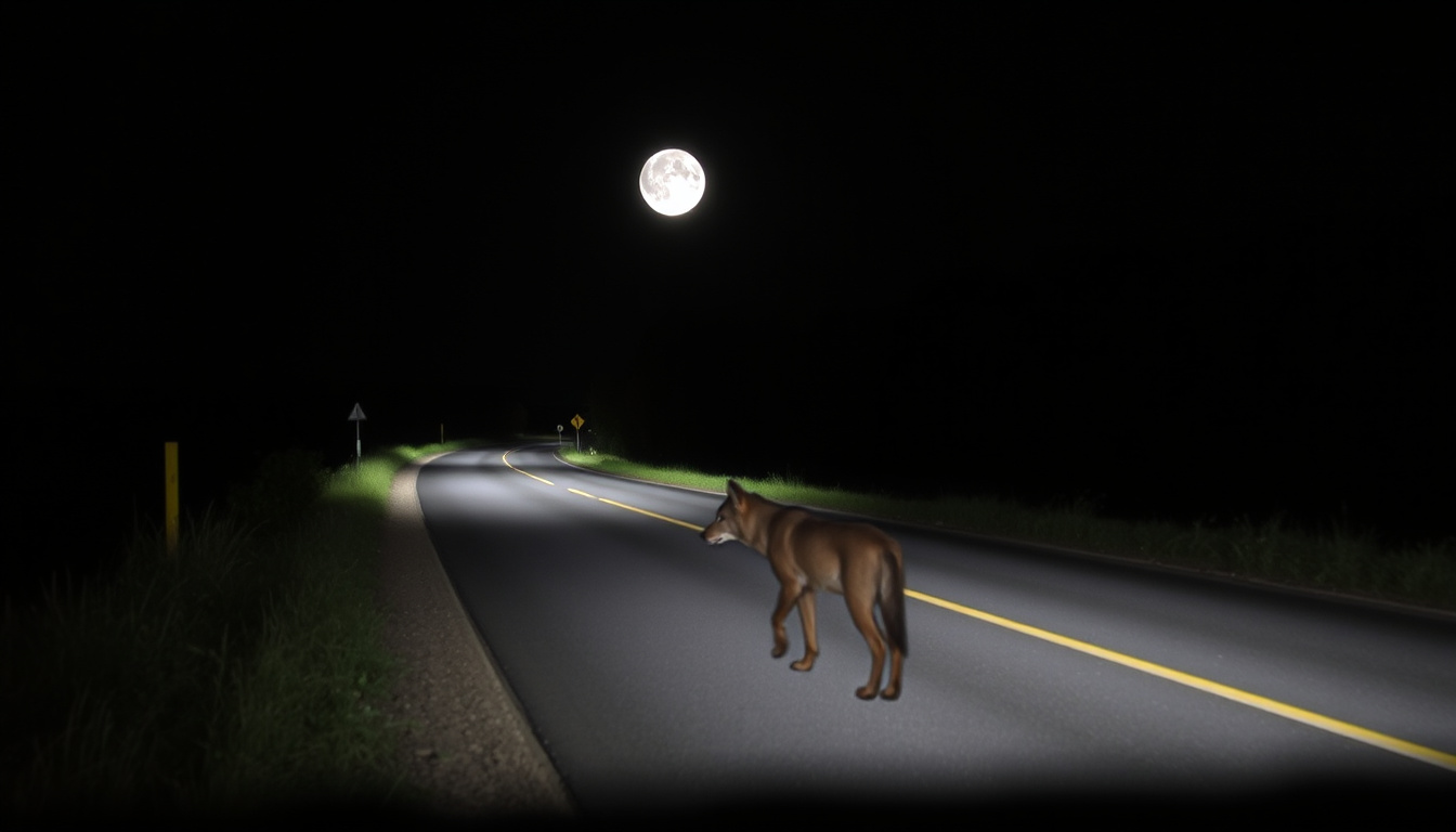 Un loup filmé en pleine nuit sur une route à la frontière entre l'Isère et le Rhône : une sapeur-pompière n'en croit pas ses yeux